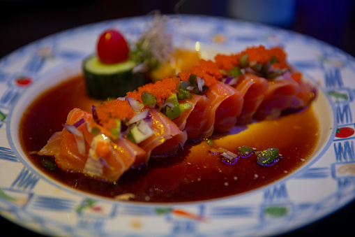 Japanese Salmon Tataki in ponzu sauce