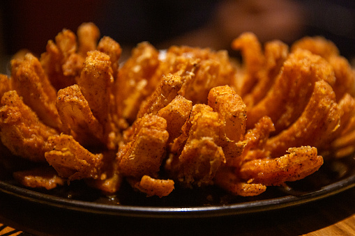 Served Fried Blooming Onion Appetizer for sharing