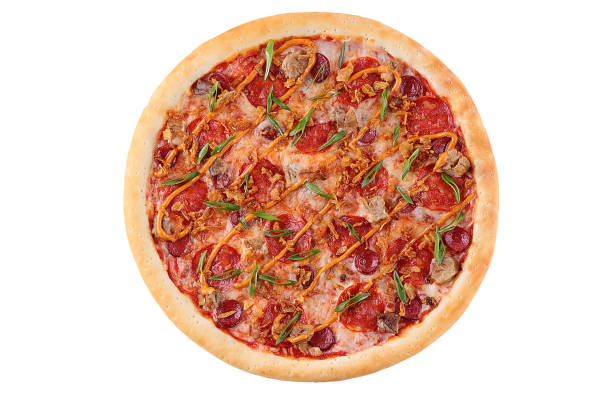 istock Appetizing Pepperoni Pizza, on a white background, isolate, for a food delivery site, 2148482077