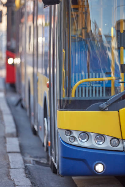 istock Public transportation bus in urban surroundings. 2148484561