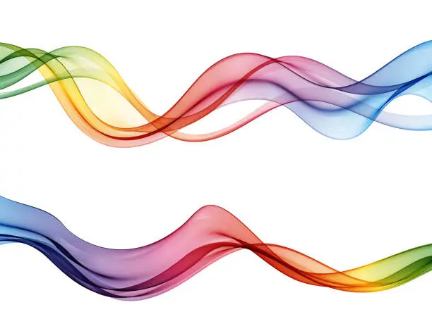 Vector illustration of Abstract smooth web wave swoosh set transparent satin light speed border modern layout.