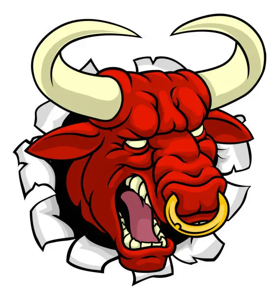 Vector illustration of Bull Minotaur Longhorn Monster Cow Mascot Cartoon