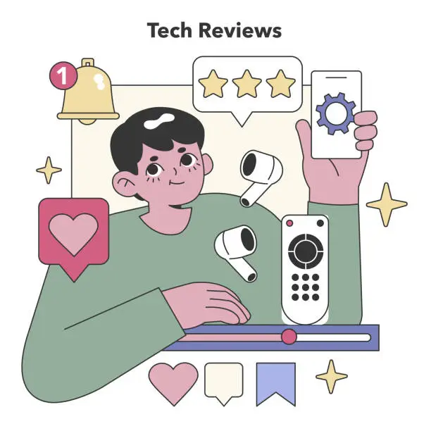 Vector illustration of Tech Reviews theme. Flat vector illustration