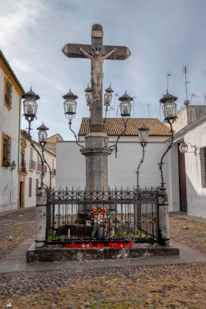 Cordoba, Spain - March 16, 2024: The famous Cristo de los Faroles, (Christ of the Lanterns), located in the Plaza de Capuchinos, in the historic center of Cordoba, Andalusia, Spain