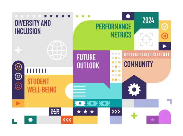 Vector illustration of Grid Layout Design For Education Report