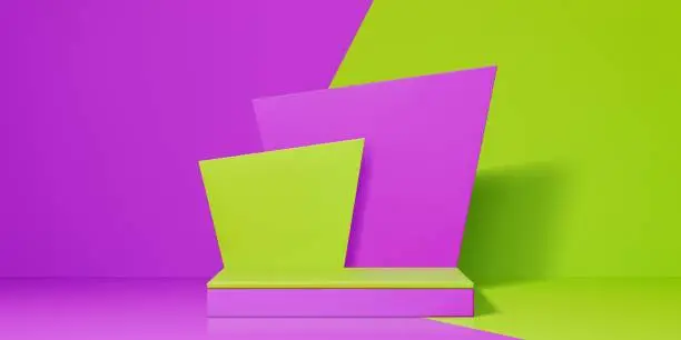 Vector illustration of Contrast 3d product podium, 3d studio background