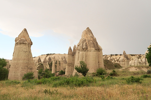 The Love Valley in Cappadocia with its countless fairy chimneys, close to Göreme, Cappadocia, Turkey 2022