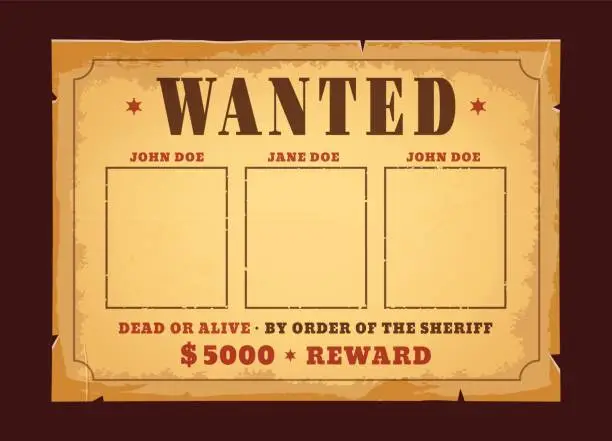 Vector illustration of Western wanted banner with reward vintage banner