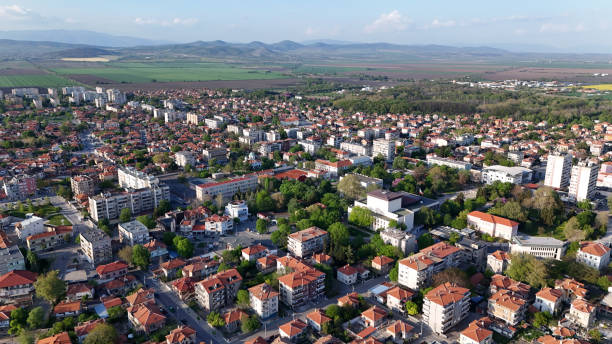 istock Nova Zagora Bulgaria drone city view aerial panorama 2148491143