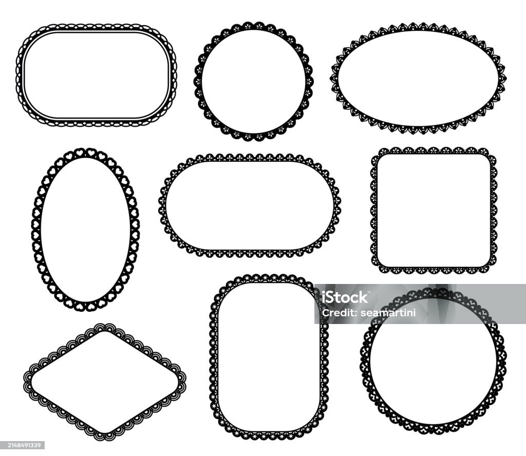 Sign Edge Frameborder Scallop Edge Lace Frames And Border Lines Set Stock Illustration ...