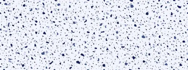 Vector illustration of White, grey, dark and blue terrazo mosaic pattern