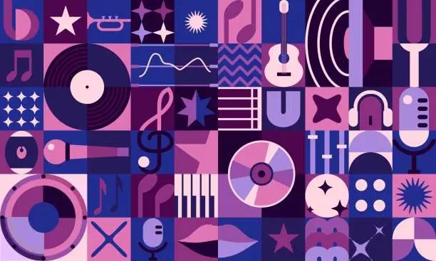 Vector illustration of Music geometric abstract pattern poster or banner