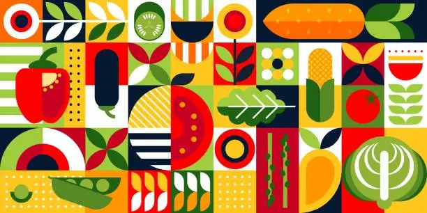 Vector illustration of Vegetable abstract modern geometric tile pattern