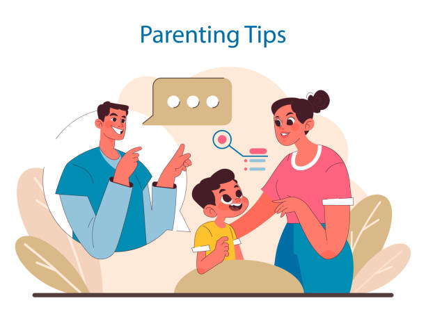 Family Guidance concept. Joyful interactions that shape child behavior and development. Family Guidance concept. Joyful interactions that shape child behavior and development. Shared learning experiences for effective parenting. Flat vector illustration. parent guide stock illustrations
