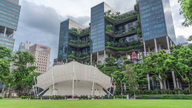 istock Hong Lim Park timelapse hyperlapse covered by some bushes and a large trees with terraced gardens on a background 2148495550