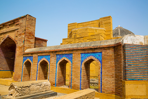 Makli necropolis in Sindh, Pakistan. Monumental funeral architecture.