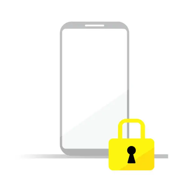 Vector illustration of Smartphone with locked and unlocked padlock