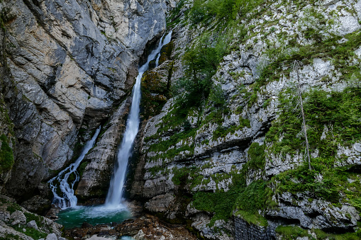 waterfall in forest, beautiful photo digital picture