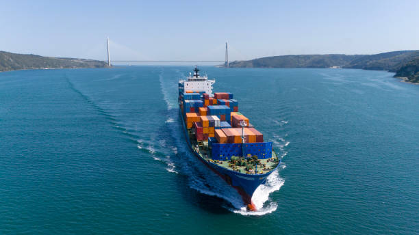 istock Aerial view of cargo container ship in transit. Istanbul Bosphorus. 2148499767