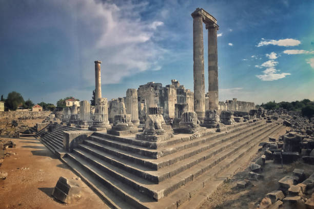 A panoramic colour view of the Apollo temple of  Didyma Didim Turkey