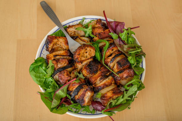Grilled pork neck skewers, delicious meat
