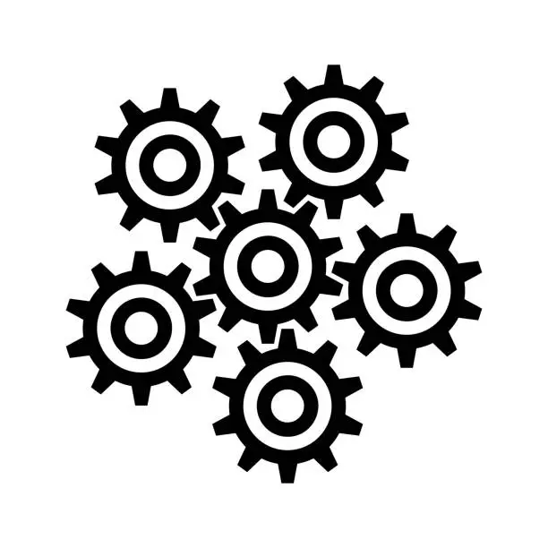 Vector illustration of Gear mechanism flat design, settings concept
