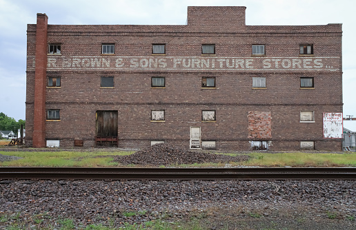An abandoned furniture warehouse in West Frankfurt, Illinois