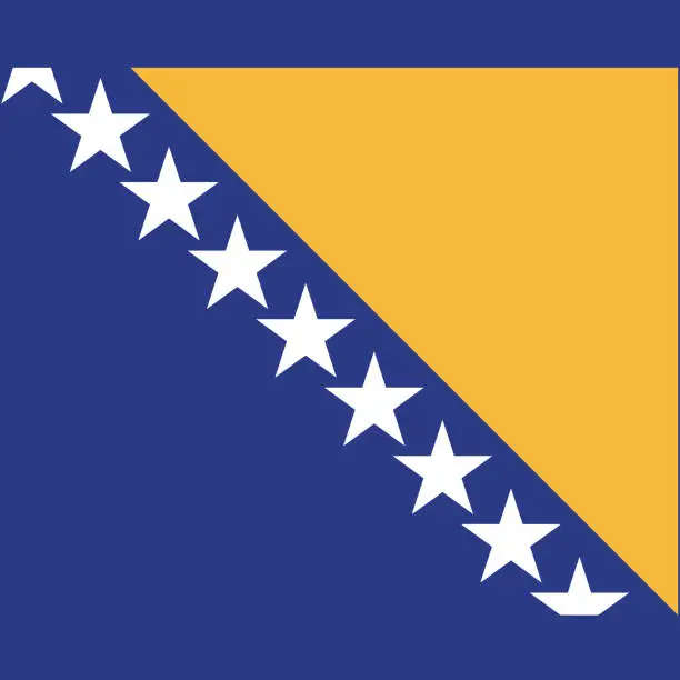 Vector illustration of Bosnia and Herzegovina flag. Bosnia and Herzegovina square flag. Flag icon. Standard color. Square icon. Computer illustration. Digital illustration. Vector illustration.