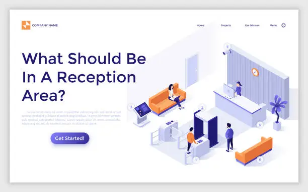 Vector illustration of Vector Isometric Landing Page Template