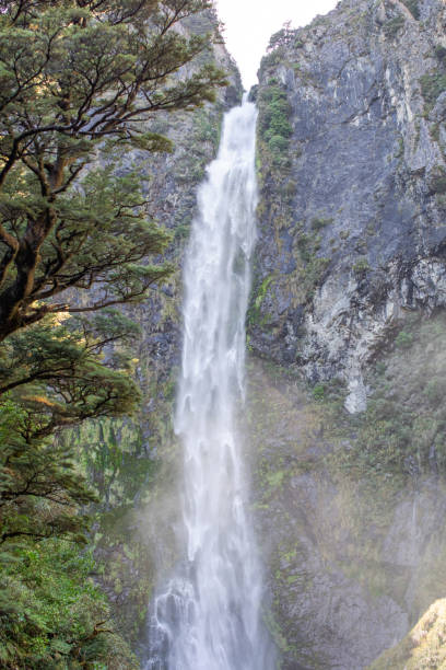 istock Devils Punchbowl waterfall cascades amid lush NZ greenery, a jewel of Arthur's Pass 2148508229