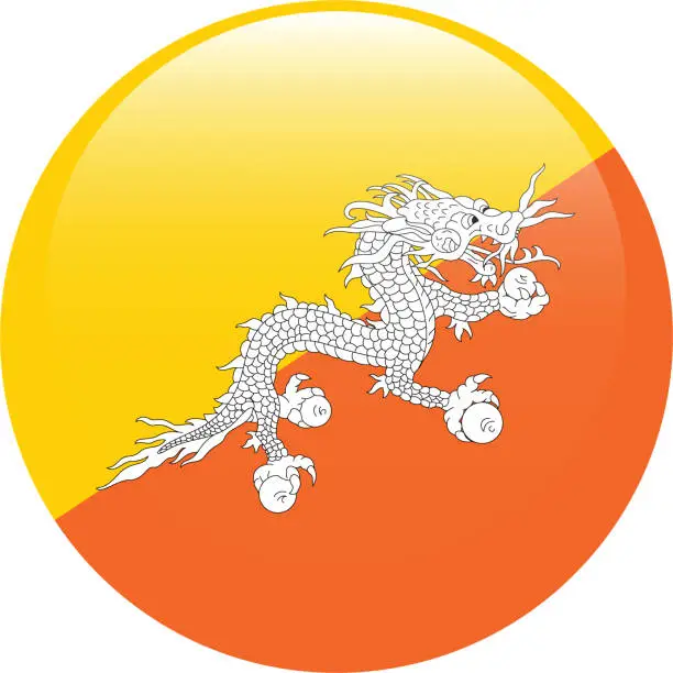 Vector illustration of Bhutan flag. Button flag icon. Standard color. Circle icon flag. Computer illustration. Digital illustration. Vector illustration.