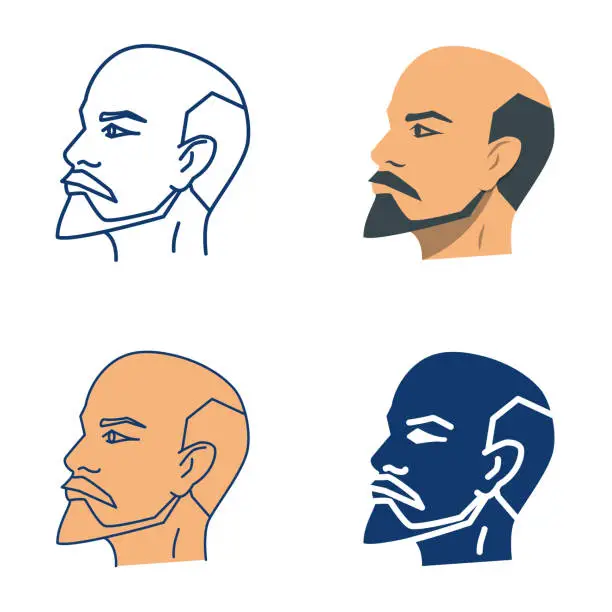 Vector illustration of Soviet leader Vladimir Lenin icon set