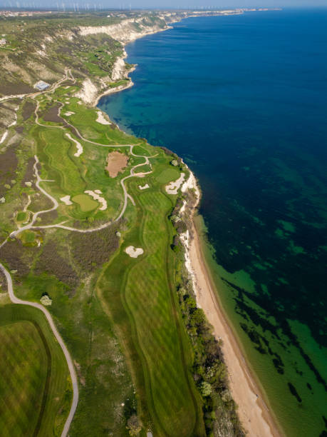 istock Aerial View of Golf Course by the Sea 2148508759
