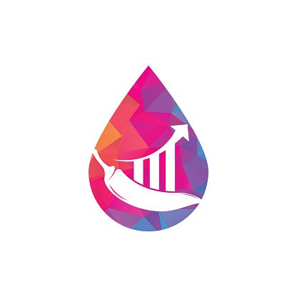 Chili finance drop shape concept logo design. Stats Chili logo design vector template. Red Chili Symbol Icon