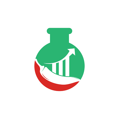 Chili finance lab shape concept logo design. Stats Chili logo design vector template. Red Chili Symbol Icon
