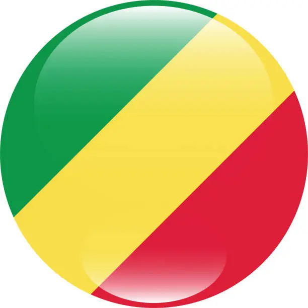 Vector illustration of Congo flag. Circle icon flag. Button flag icon. Standard color. Computer illustration. Digital illustration. Vector illustration.