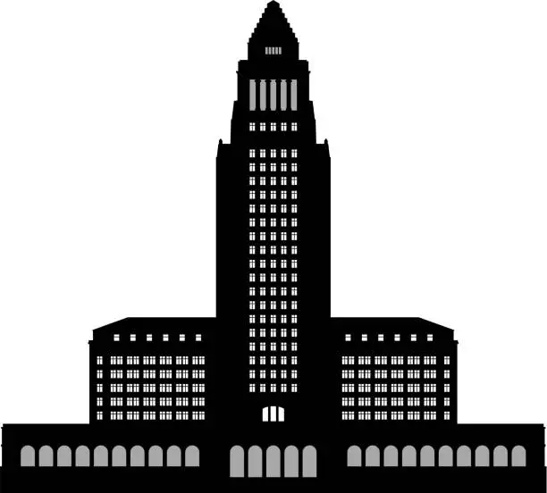 Vector illustration of Los Angeles City Hall Silhouette