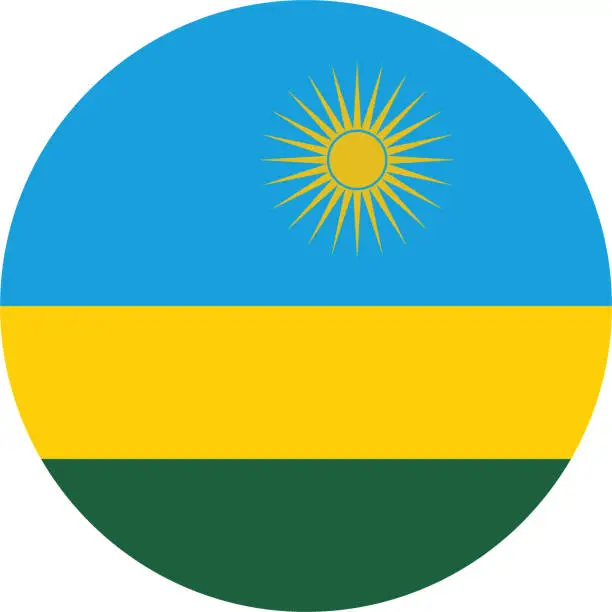 Vector illustration of Rwanda flag. Flag icon. Standard color. Circle icon flag. Computer illustration. Digital illustration. Vector illustration.