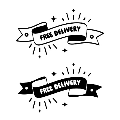 Doodle Ribbon Design for Free Delivery