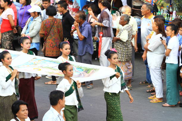 Nakhon Si Thammarat, THAILAND - February 18, 2011: International Makha Puja Parade of Hae Pha Khuen That Festival at Nakhon Si Thammarat