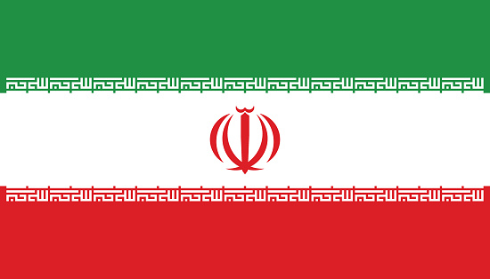 Iran flag. Flag icon. Standard color. Standard size. A rectangular flag. Computer illustration. Digital illustration. Vector illustration.