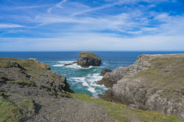 Belle-Ile in Brittany, seascape with rocks and cliffs on the Cote Sauvage