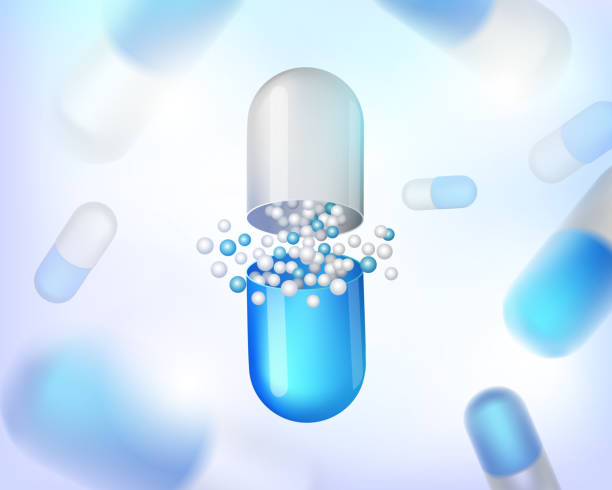 istock Vector Illustration: White-Blue Capsule Icons Representing Painkillers, Antibiotics, Vitamins, Amino Acids, Minerals, Bioactive Additives, and Sports Nutrition. Ideal for Medical Infographics and Healthcare Concepts on a Clean White Background. 2148516926