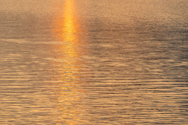 Abstract bokeh background from summer blue sea water at the beach - panoramic banner. Water bokeh backdrop