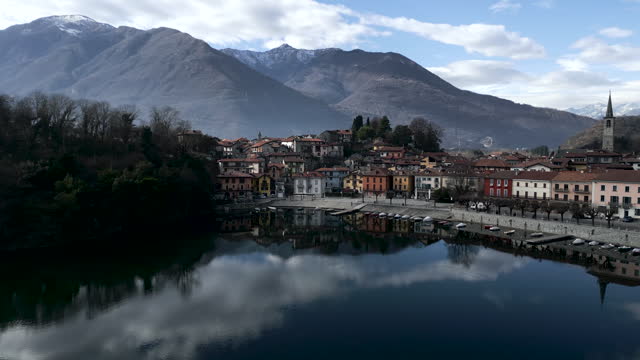 The beautiful lake of Mergozzo captured by drone