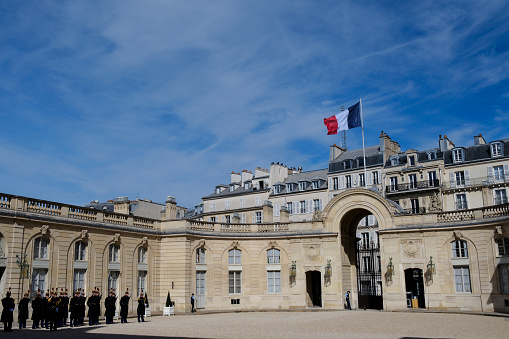 Compiègne, France - May 27 2020: The Compiègne Palace is a former royal and imperial residence which has been classified as a historic monument since 1994.
