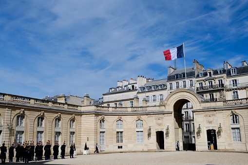 Palais de Justice (judicial center and courthouse)  front gates and main building, Paris, France