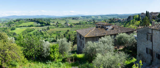 istock Panoramic beautiful rural landscape of Toscana. Green fields and meadows 2148519533