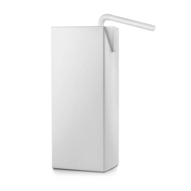 istock Carton Package with Straw Mockup: 3D Rendering on Isolated Background 2148519696