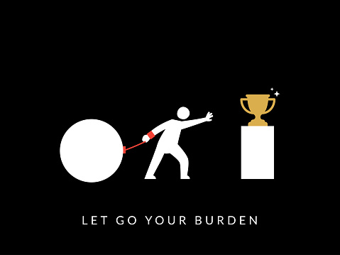 Simple Motivation graphic on dark background. Let Go Your Burden